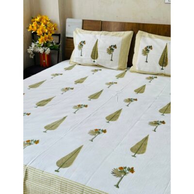 Aakar- Floral Print King Size Bedsheet
