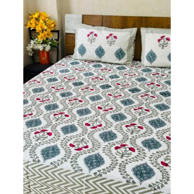 Aakar- Floral Print King Size Bedsheet