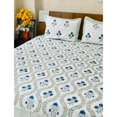 Aakar- Floral Print King Size Bedsheet
