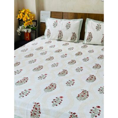 Aakar- Floral Print King Size Bedsheet