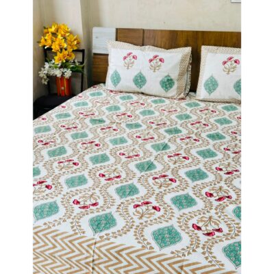 Aakar- Floral Print King Size Bedsheet