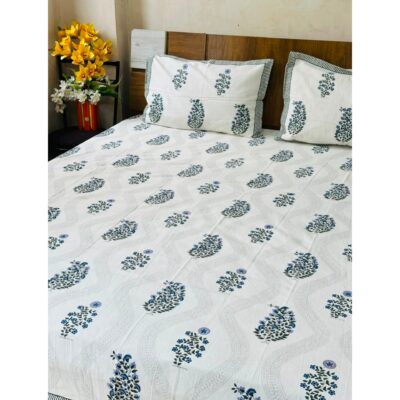 Aakar- Floral Print King Size Bedsheet