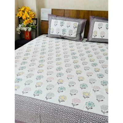 Aakar- Floral Print King Size Bedsheet