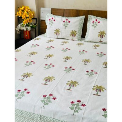 Aakar- Floral Print King Size Bedsheet
