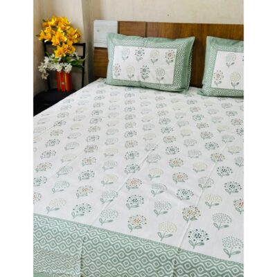 Aakar- Floral Print King Size Bedsheet