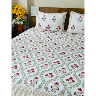 Aakar- Floral Print King Size Bedsheet