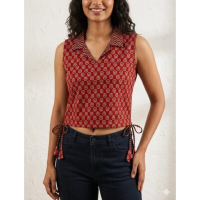 Zeni- Ajrakh Cotton Fusion Crop Top