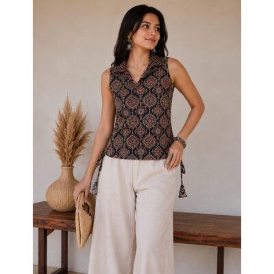 Zeni- Ajrakh Cotton Fusion Crop Top