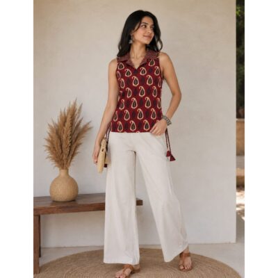 Zeni- Ajrakh Cotton Fusion Crop Top