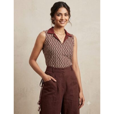 Zeni- Ajrakh Cotton Fusion Crop Top