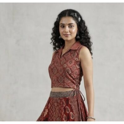 Zeni- Ajrakh Cotton Fusion Crop Top