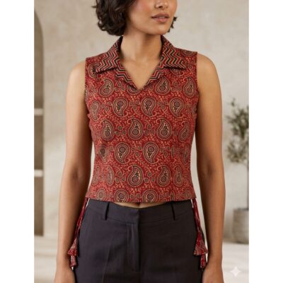 Zeni- Ajrakh Cotton Fusion Crop Top