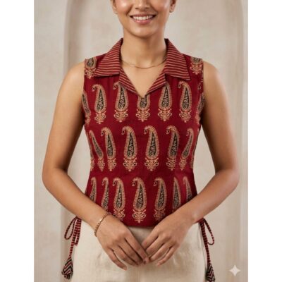 Zeni- Ajrakh Cotton Fusion Crop Top