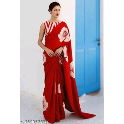 Elina- Floral Crepe Silk Saree