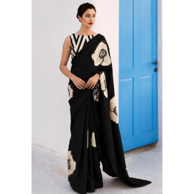 Elina- Floral Crepe Silk Saree