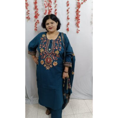 Prisha- Embroidered Cotton 3 Piece Suit Set