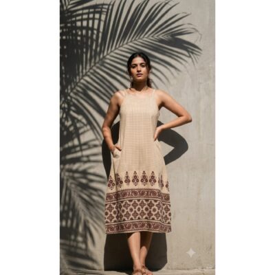 Reya- Ajrakh Print A-Line One Piece