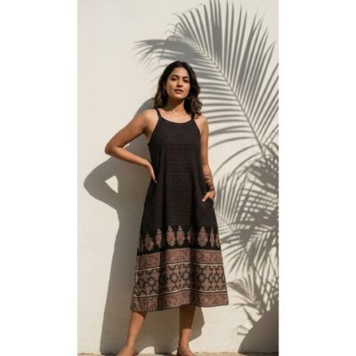 Reya- Ajrakh Print A-Line One Piece