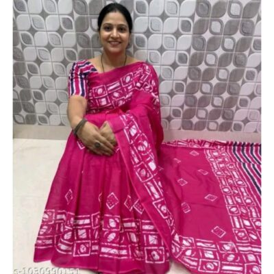Akriti- Hand Printed Mulmul Saree