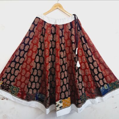 DesiTwirl- Ajrakh Cotton Kalidar Skirt