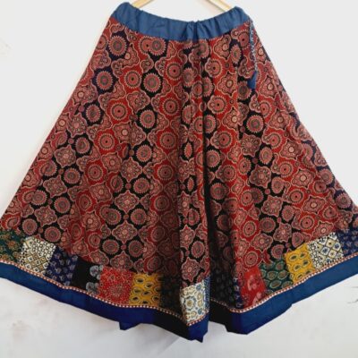 DesiTwirl- Ajrakh Cotton Kalidar Skirt