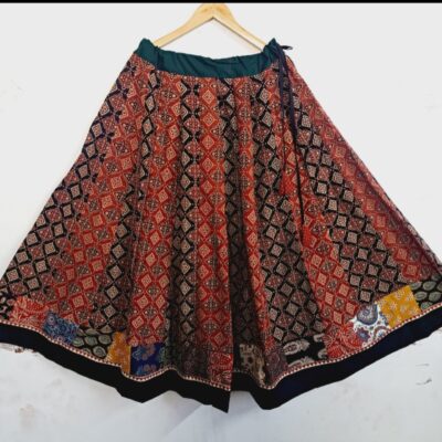 DesiTwirl- Ajrakh Cotton Kalidar Skirt