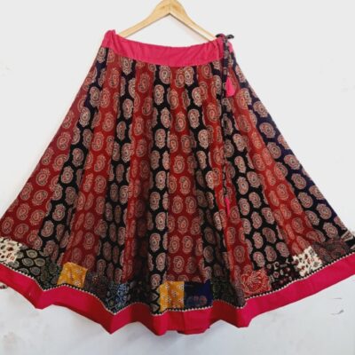 DesiTwirl- Ajrakh Cotton Kalidar Skirt