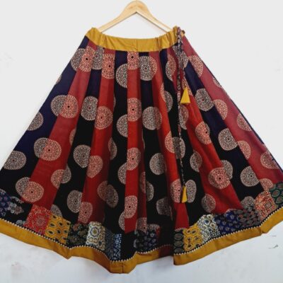 DesiTwirl- Ajrakh Cotton Kalidar Skirt