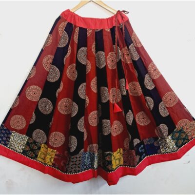 DesiTwirl- Ajrakh Cotton Kalidar Skirt