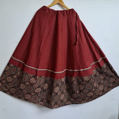 Saaj- Ajrakh Flared Cotton Skirt
