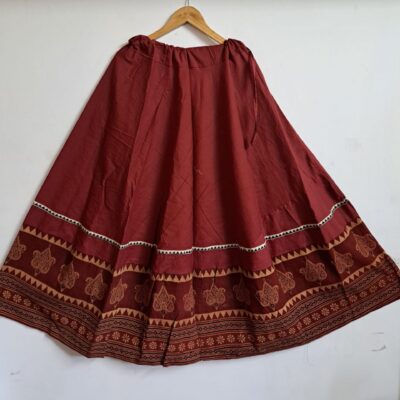 Saaj- Ajrakh Flared Cotton Skirt
