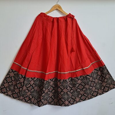 Saaj- Ajrakh Flared Cotton Skirt