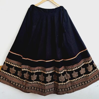 Saaj- Ajrakh Flared Cotton Skirt