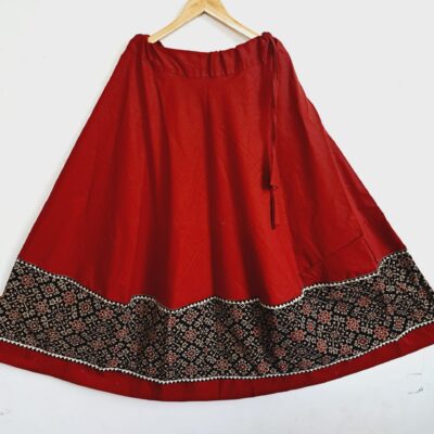 Saaj- Ajrakh Flared Cotton Skirt