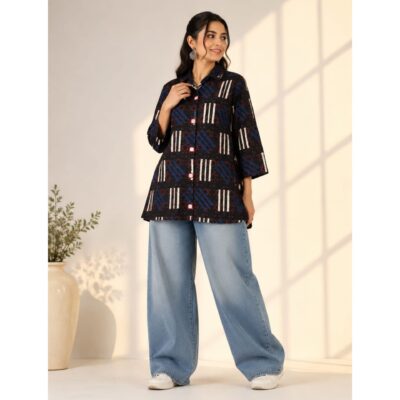 Saavi- Ajrakh Mirror Work Top