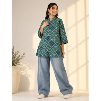 Saavi- Ajrakh Mirror Work Top