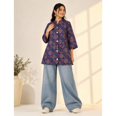 Saavi- Ajrakh Mirror Work Top