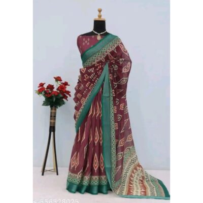 Tarini- Cotton Linen Digital Print Saree