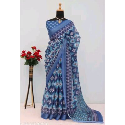 Tarini- Cotton Linen Digital Print Saree