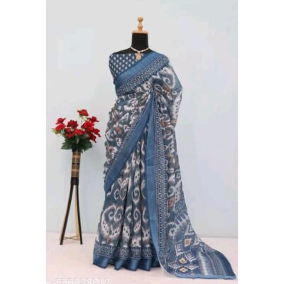 Tarini- Cotton Linen Digital Print Saree