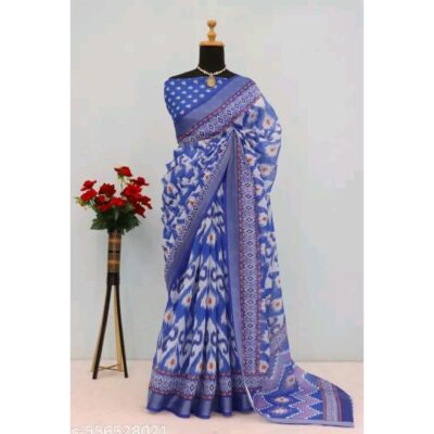 Tarini- Cotton Linen Digital Print Saree