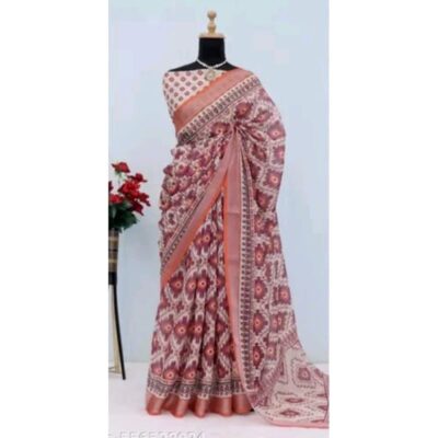 Tarini- Cotton Linen Digital Print Saree