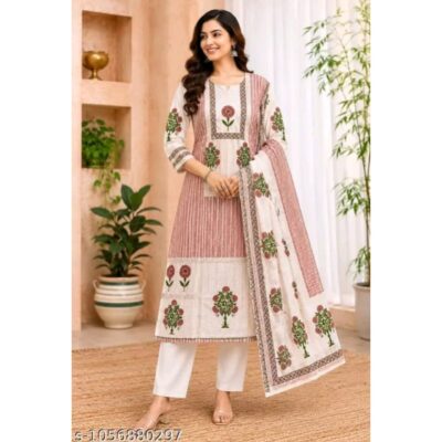 Prisha- Floral Cotton 3-Piece Suit Set