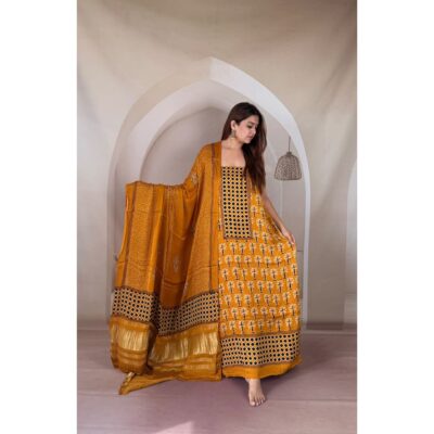 Rajsi- Ajrakh Modal Silk Suit Set