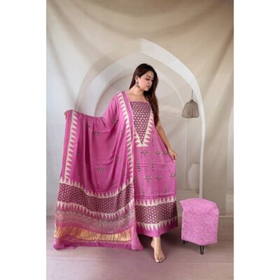 Rajsi- Ajrakh Modal Silk Suit Set
