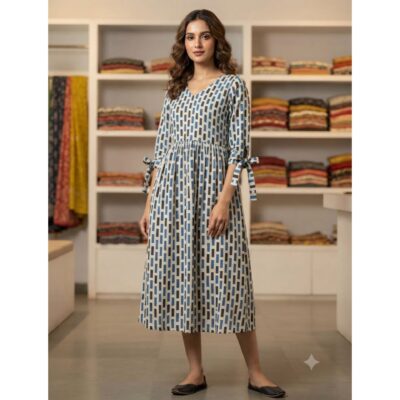 Tara- Ajrakh Print Frock Style One Piece