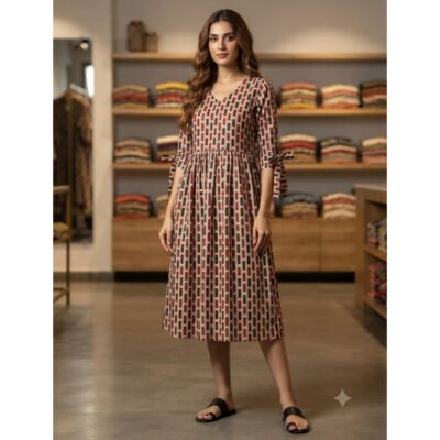Tara- Ajrakh Print Frock Style One Piece