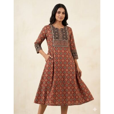 Ishani- Ajrakh A-Line One Piece