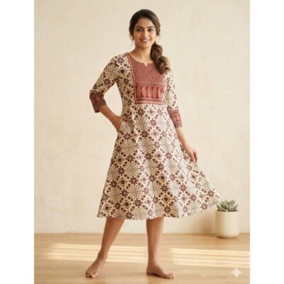 Ishani- Ajrakh A-Line One Piece