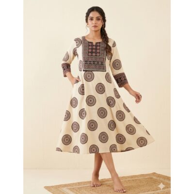 Ishani- Ajrakh A-Line One Piece
